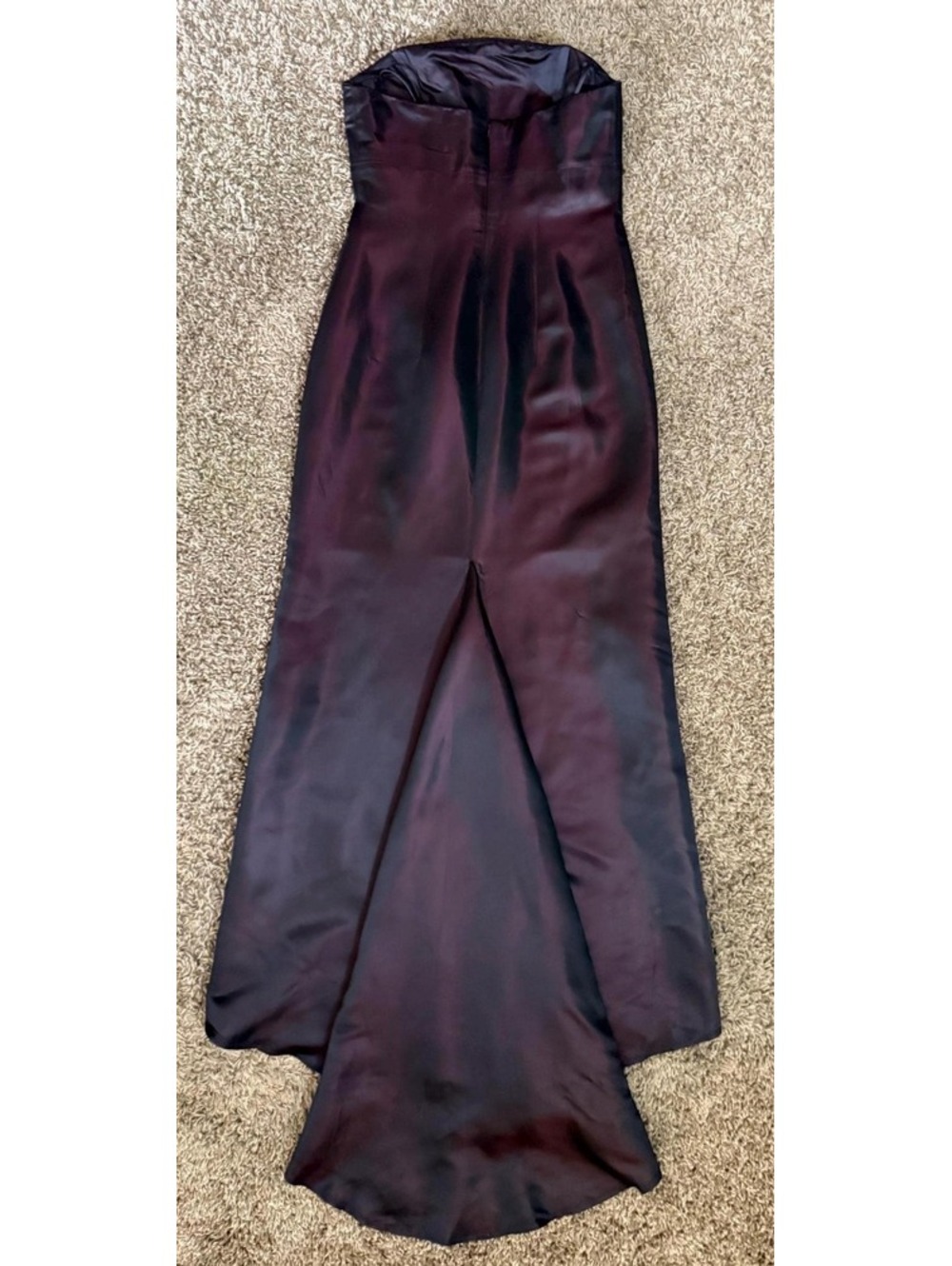 1990's Iridescent Black + Red Satin Gown by GEORGIOU Goth Goddess Sheath +Train - Picture 10 of 13